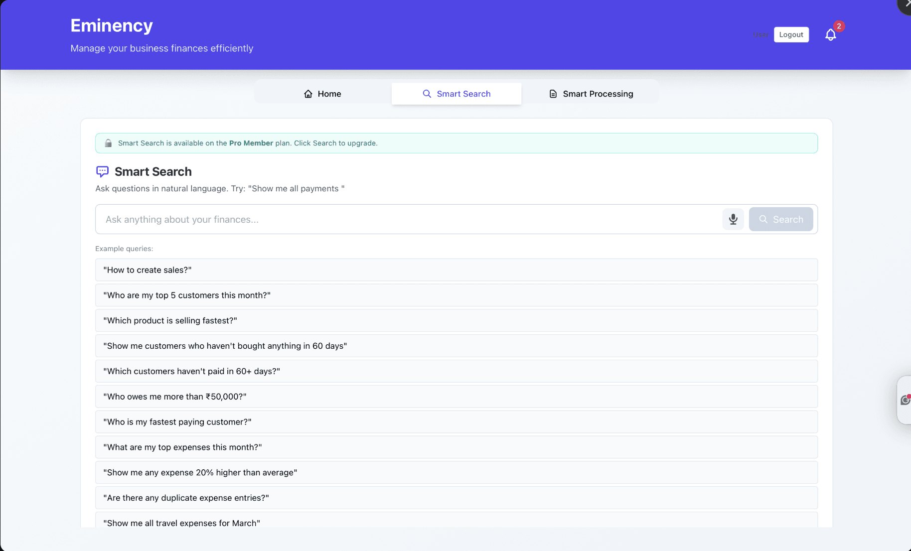Eminency AI Smart Search